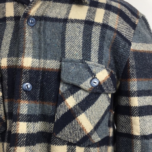 Vintage Outerwear From Sears Blue Plaid Heavy Coat - Picture 5 of 13